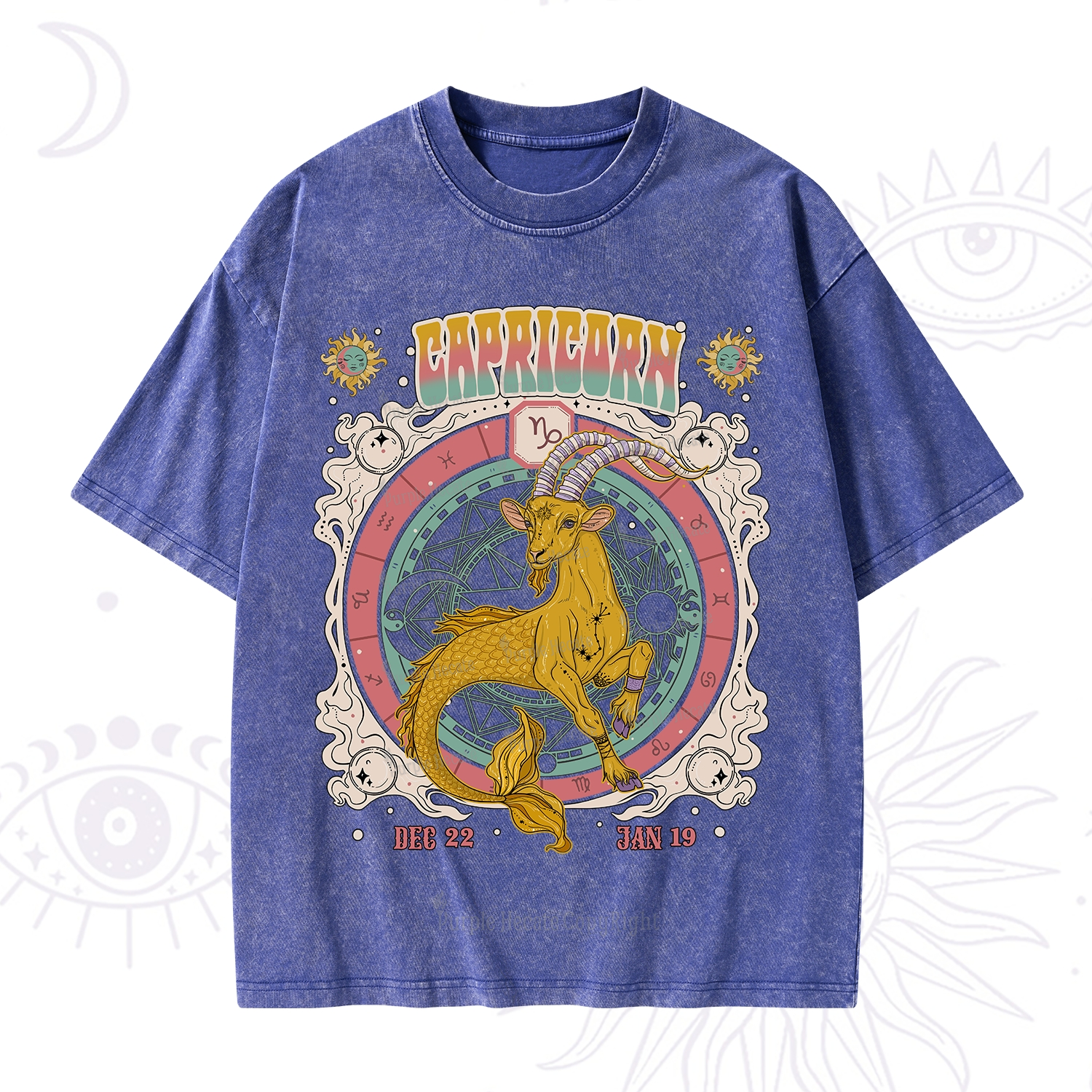 Purplehecate Capricorn Cosmic Zodiac Washed T-Shirt