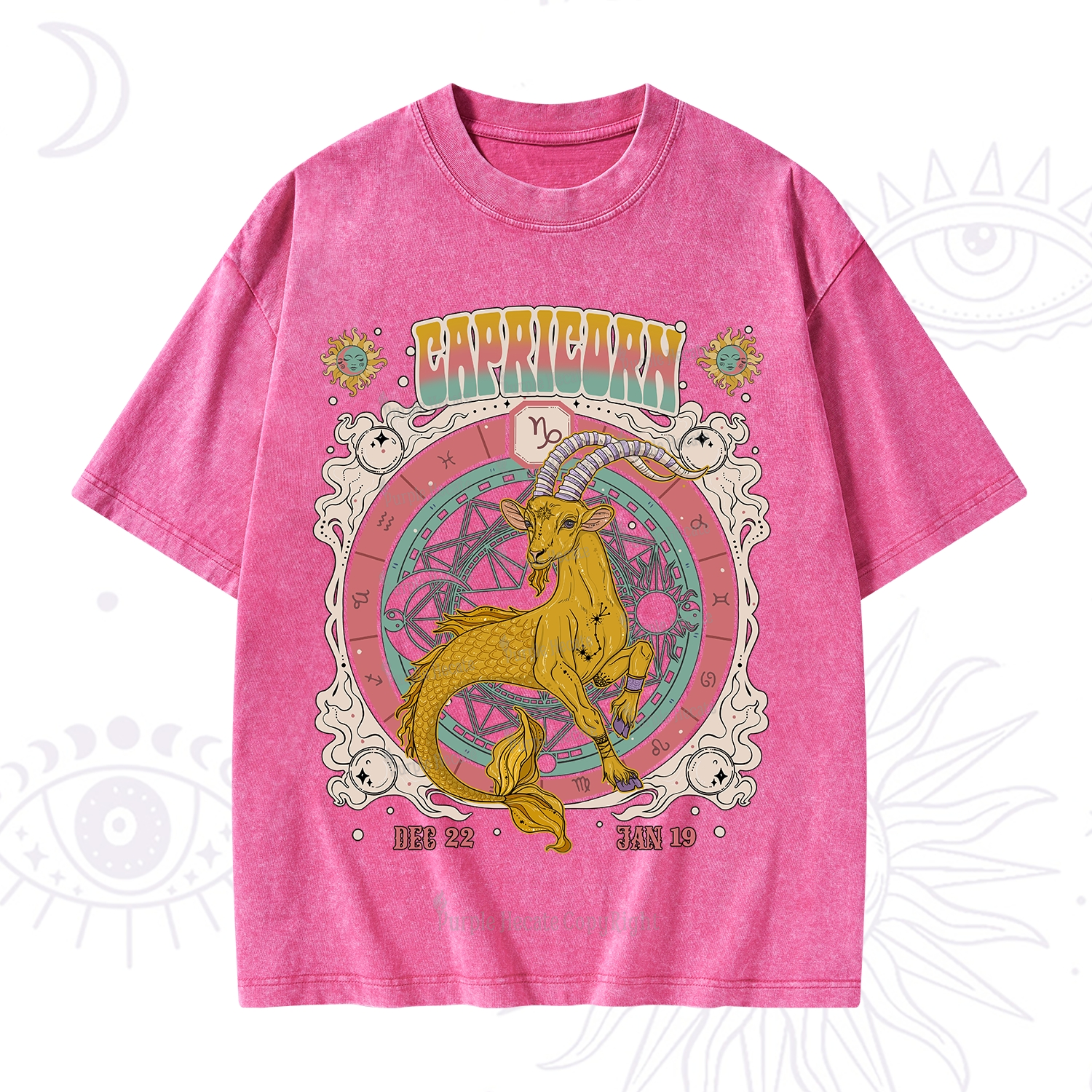 Purplehecate Capricorn Cosmic Zodiac Washed T-Shirt