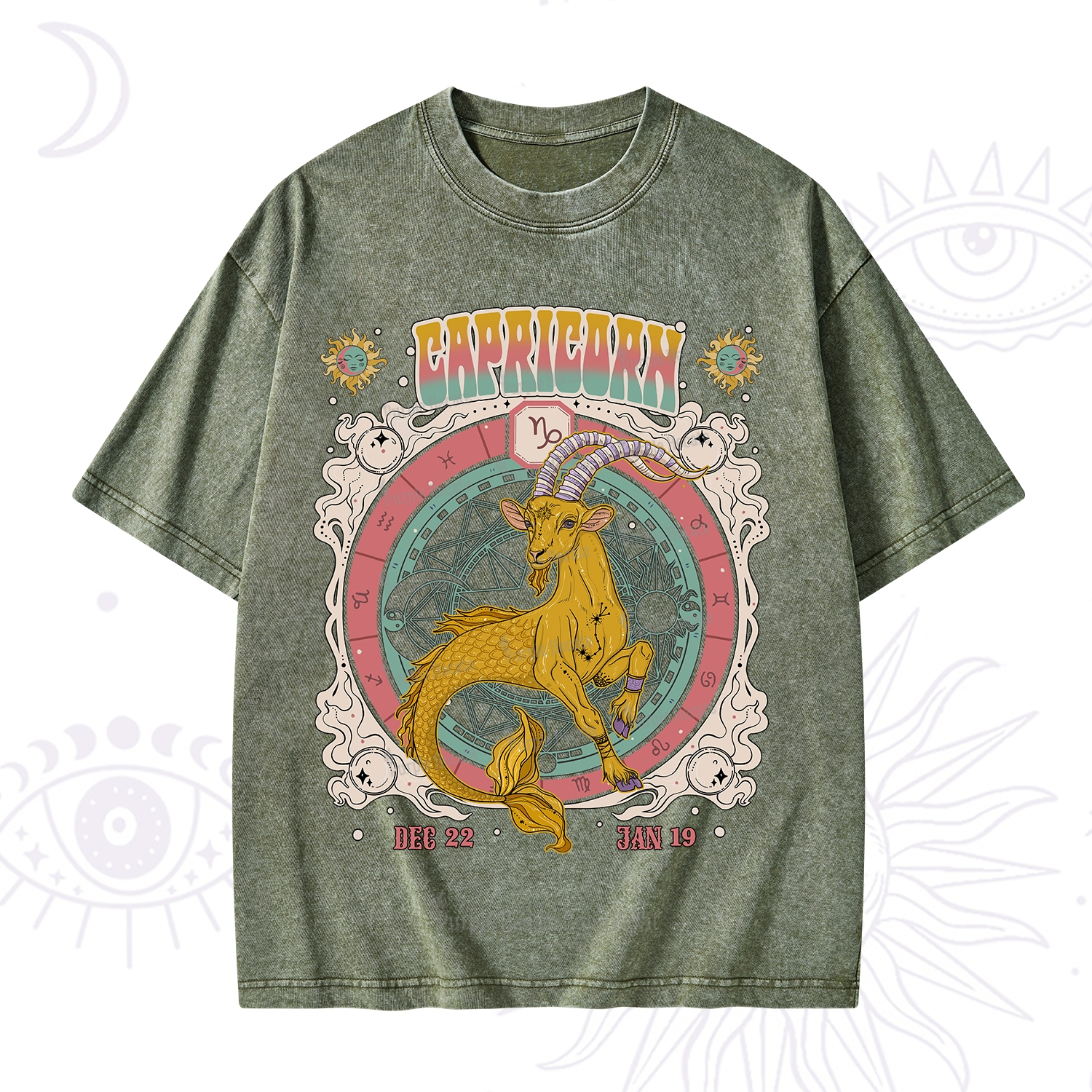 Purplehecate Capricorn Cosmic Zodiac Washed T-Shirt