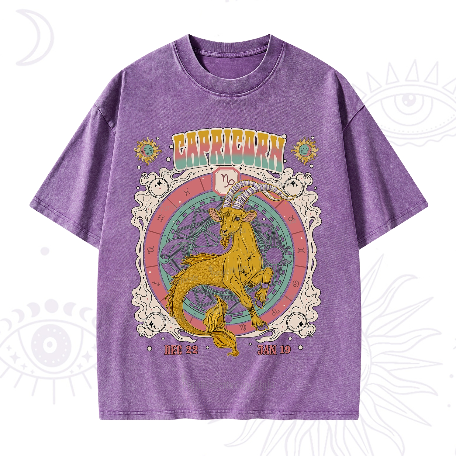 Purplehecate Capricorn Cosmic Zodiac Washed T-Shirt
