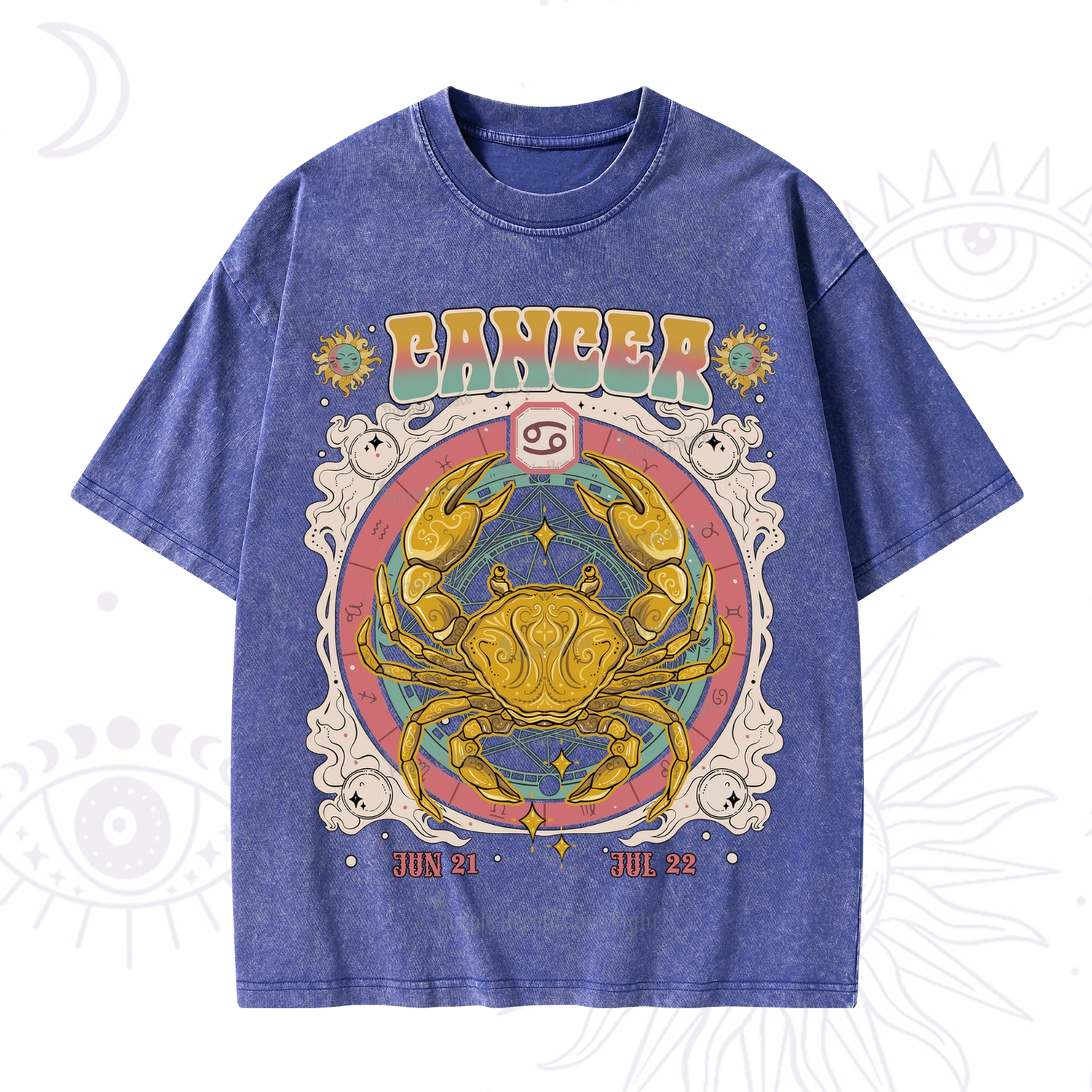 Purplehecate Cancer Cosmic Zodiac Washed T-Shirt