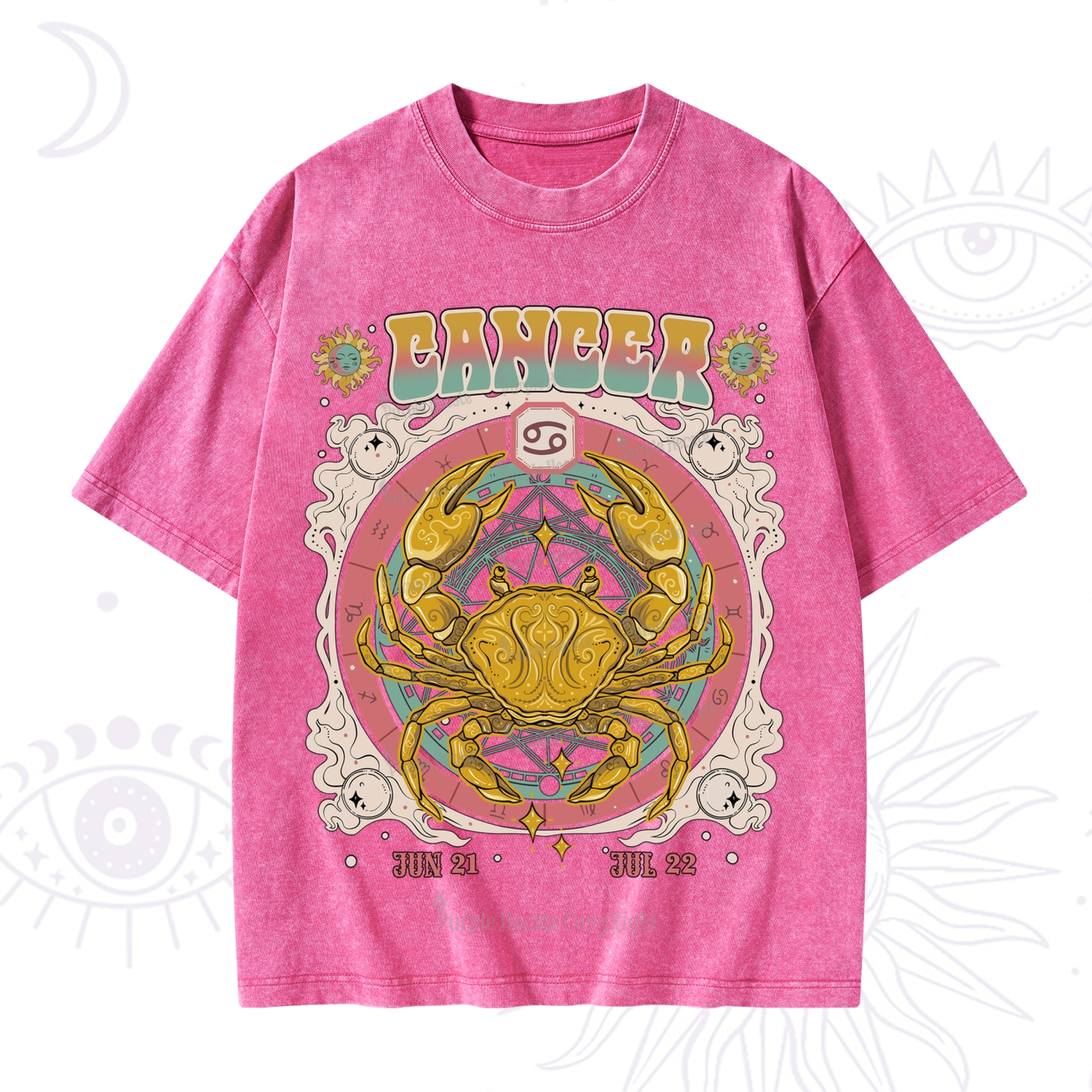 Purplehecate Cancer Cosmic Zodiac Washed T-Shirt