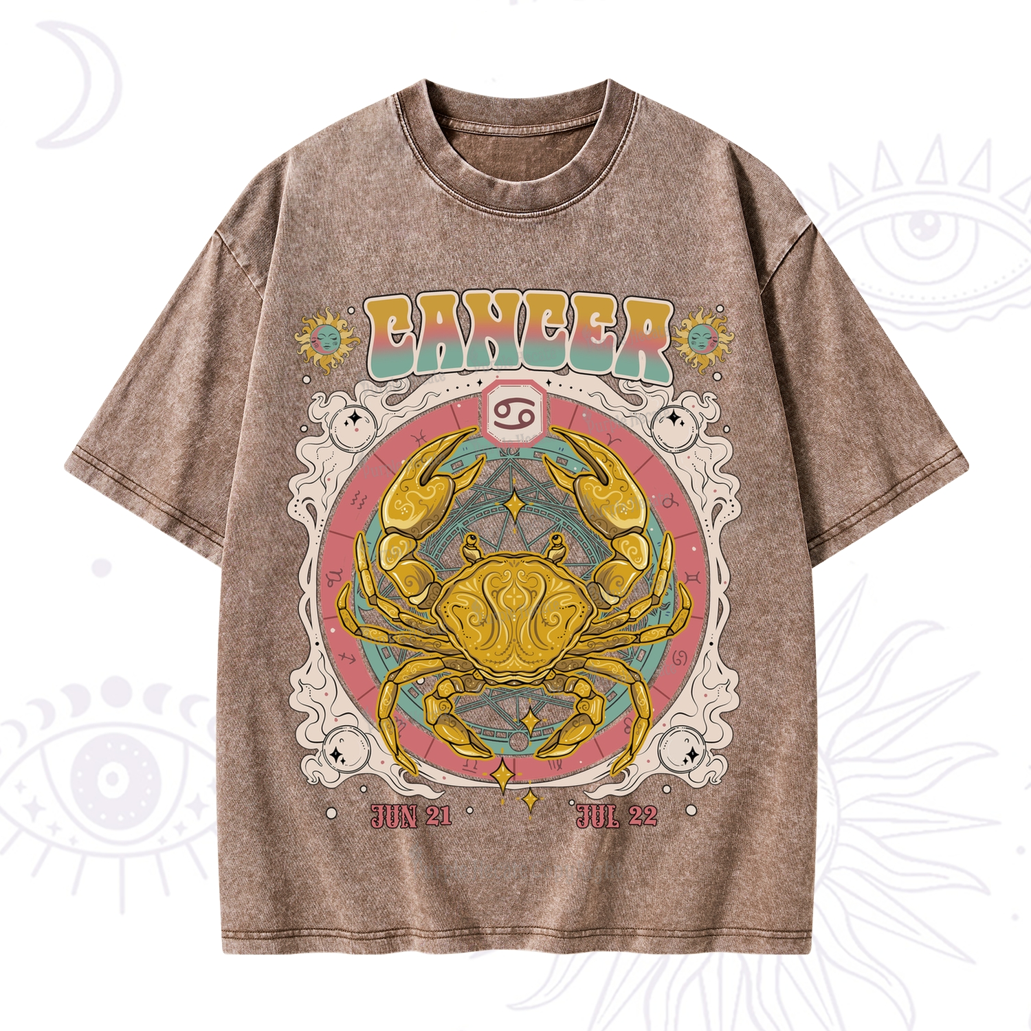 Purplehecate Cancer Cosmic Zodiac Washed T-Shirt