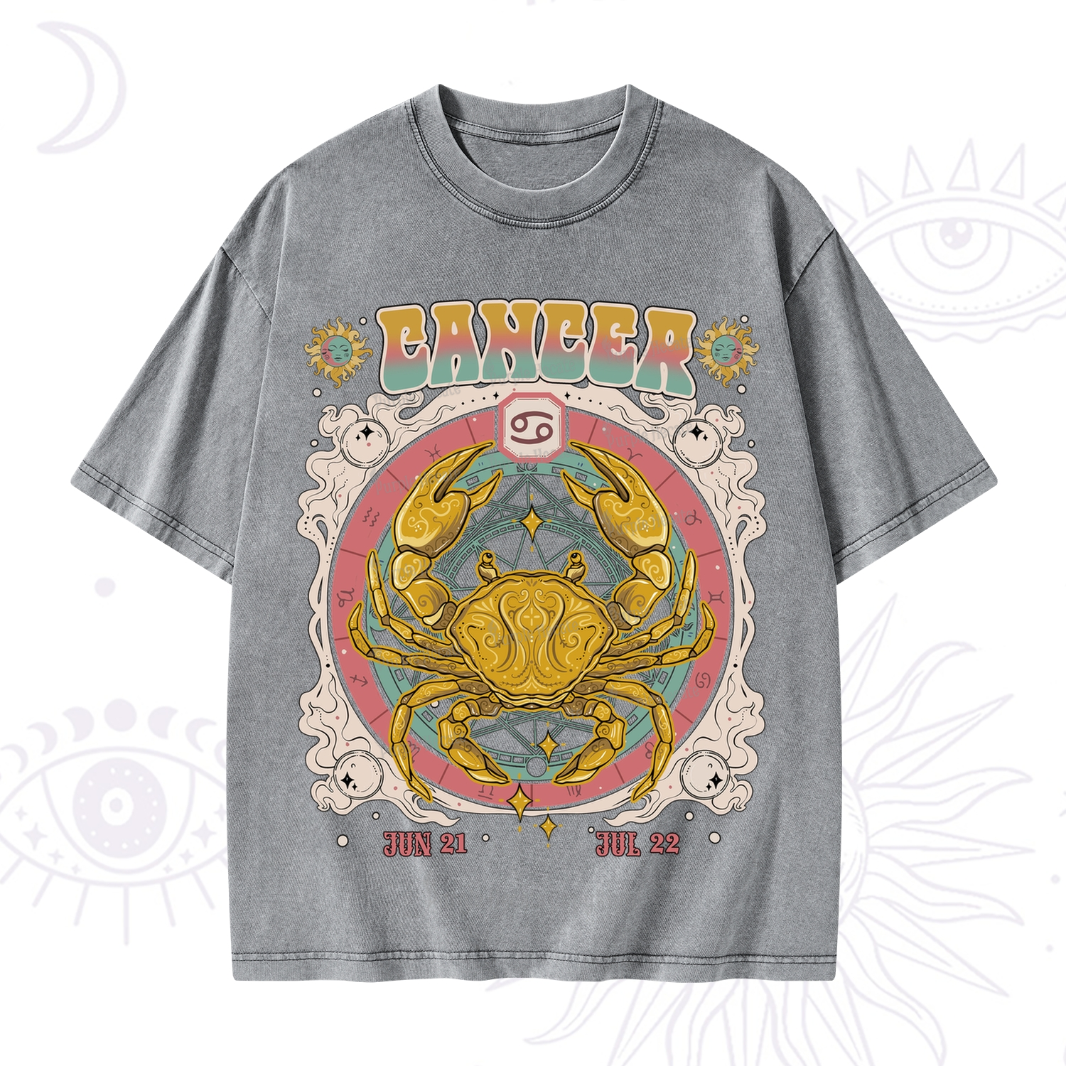 Purplehecate Cancer Cosmic Zodiac Washed T-Shirt
