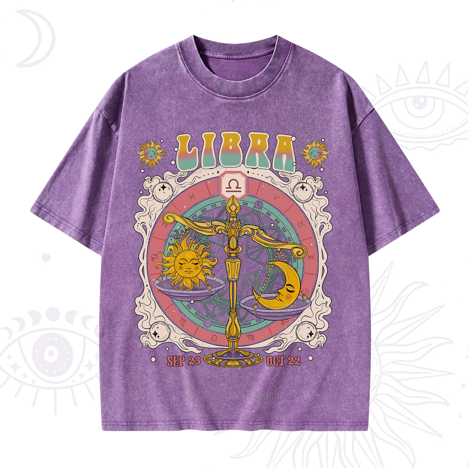 Purplehecate Libra Cosmic Zodiac Washed T-Shirt