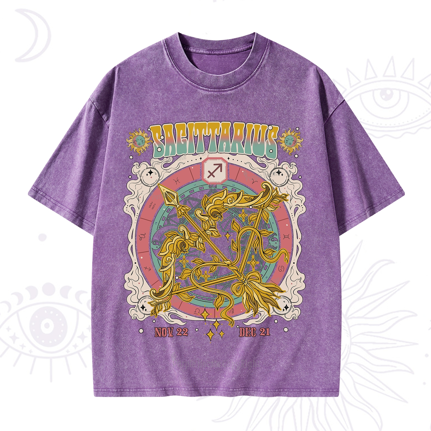 Purplehecate Sagittarius Cosmic Zodiac Washed T-Shirt