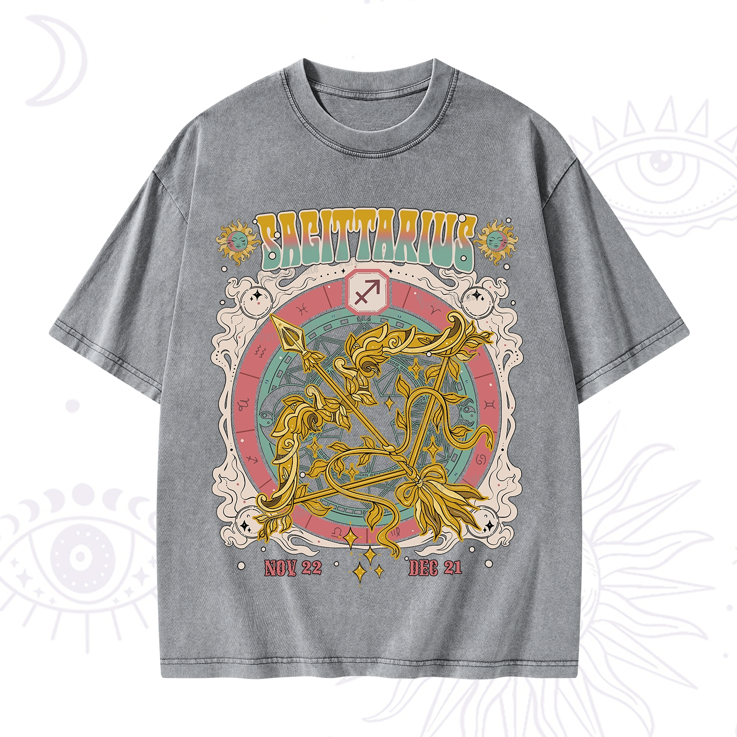 Purplehecate Sagittarius Cosmic Zodiac Washed T-Shirt