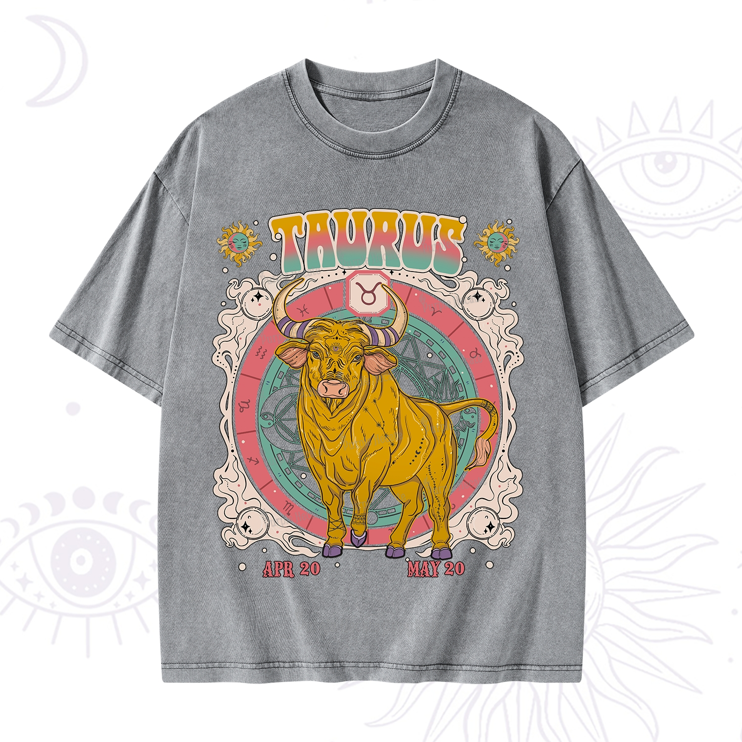 Purplehecate Taurus Cosmic Zodiac Washed T-Shirt