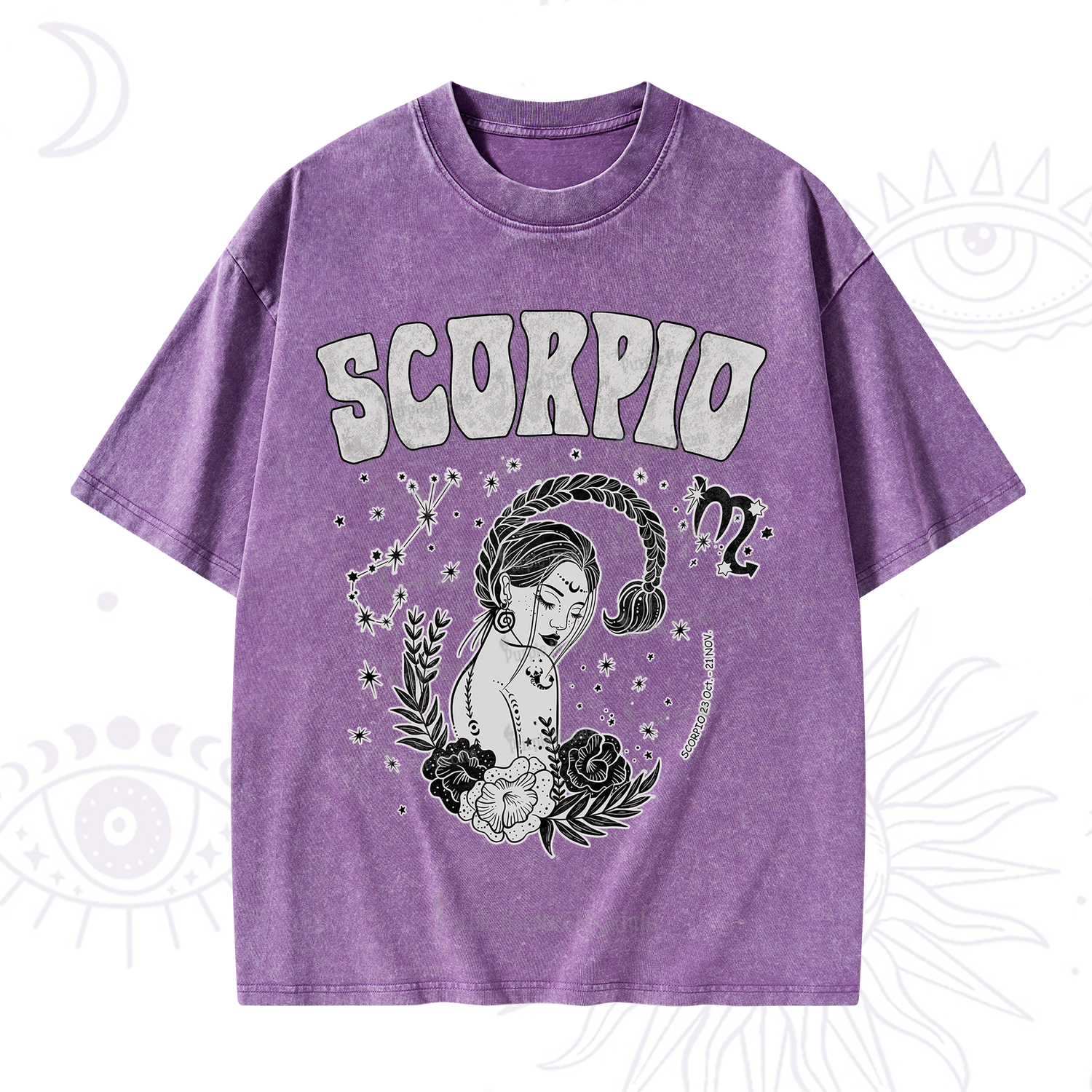 Purplehecate Scorpio Zodiac Glyphs  Washed T-Shirt