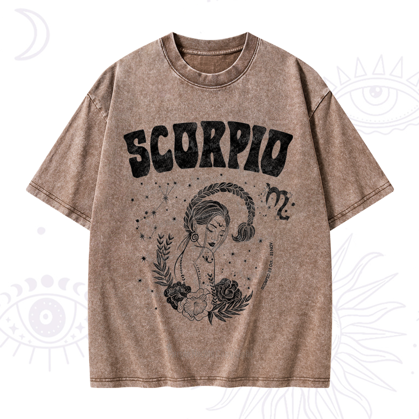 Purplehecate Scorpio Zodiac Glyphs  Washed T-Shirt