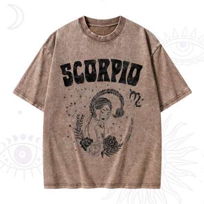 Purplehecate Scorpio Zodiac Glyphs  Washed T-Shirt