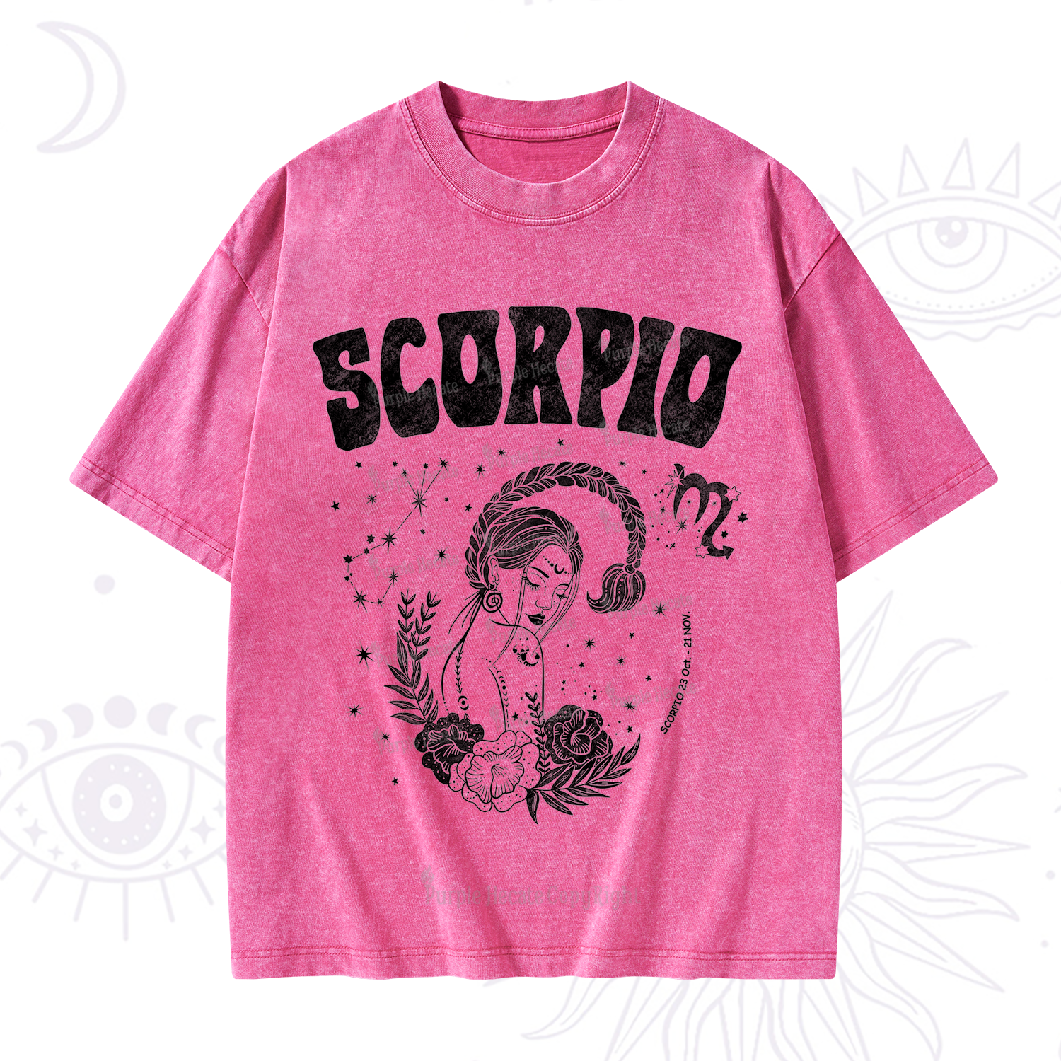 Purplehecate Scorpio Zodiac Glyphs  Washed T-Shirt