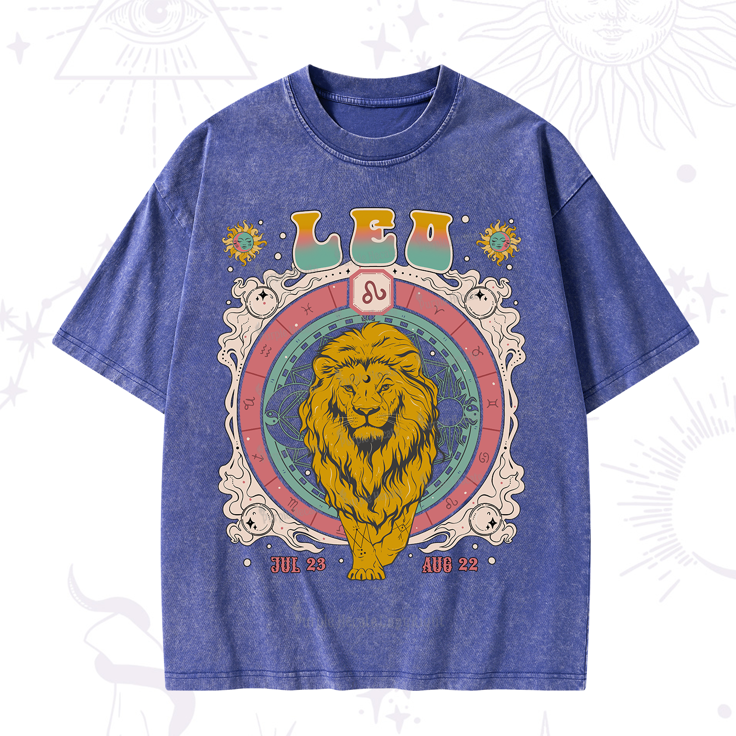 Purplehecate Leo Cosmic Zodiac Washed T-Shirt