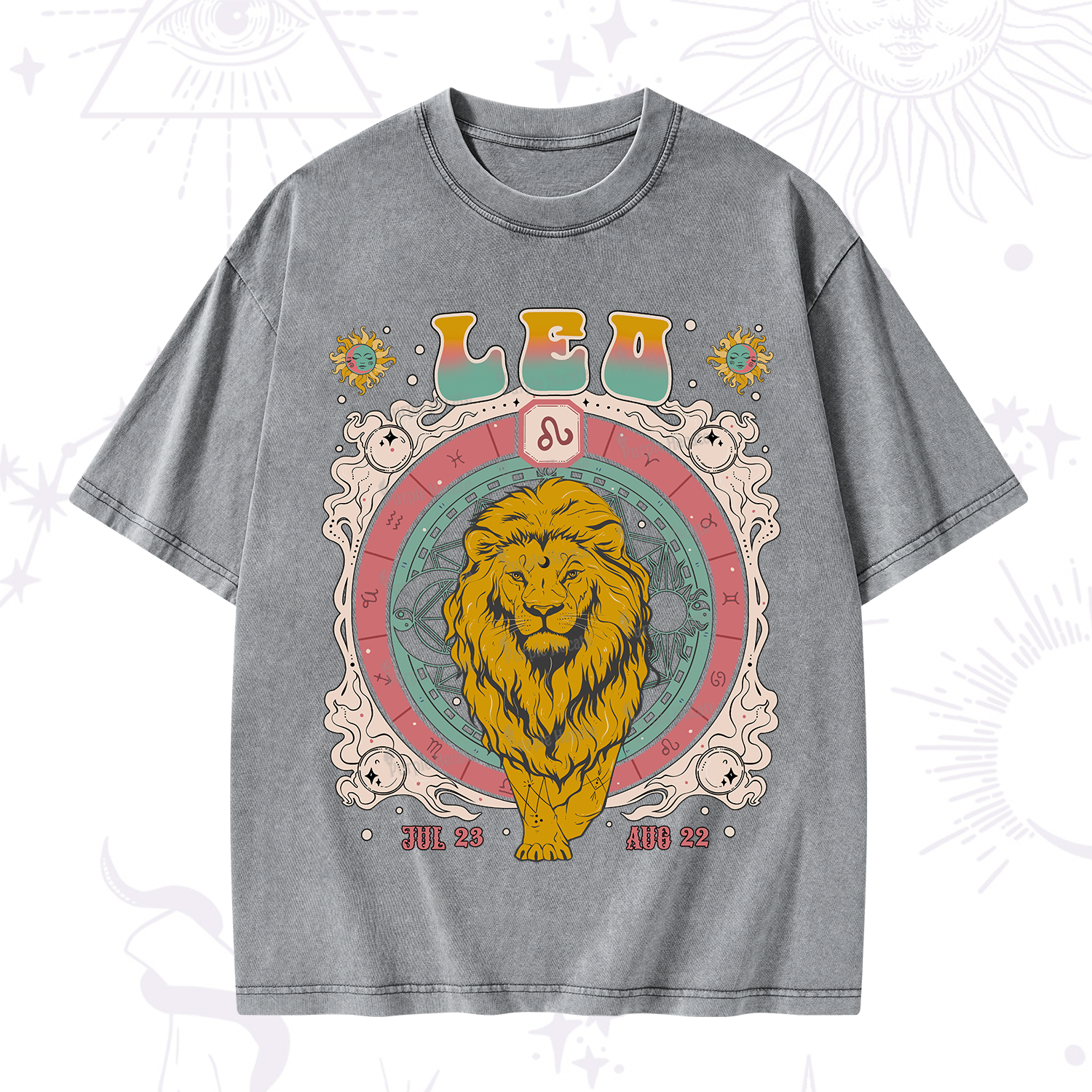 Purplehecate Leo Cosmic Zodiac Washed T-Shirt