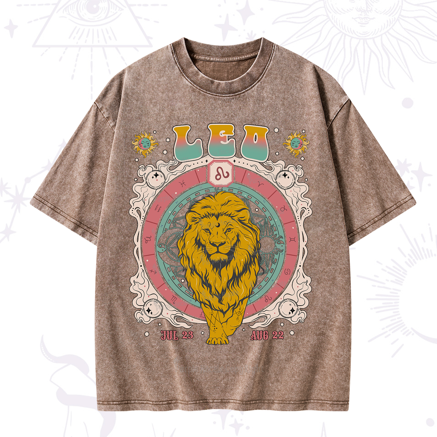 Purplehecate Leo Cosmic Zodiac Washed T-Shirt