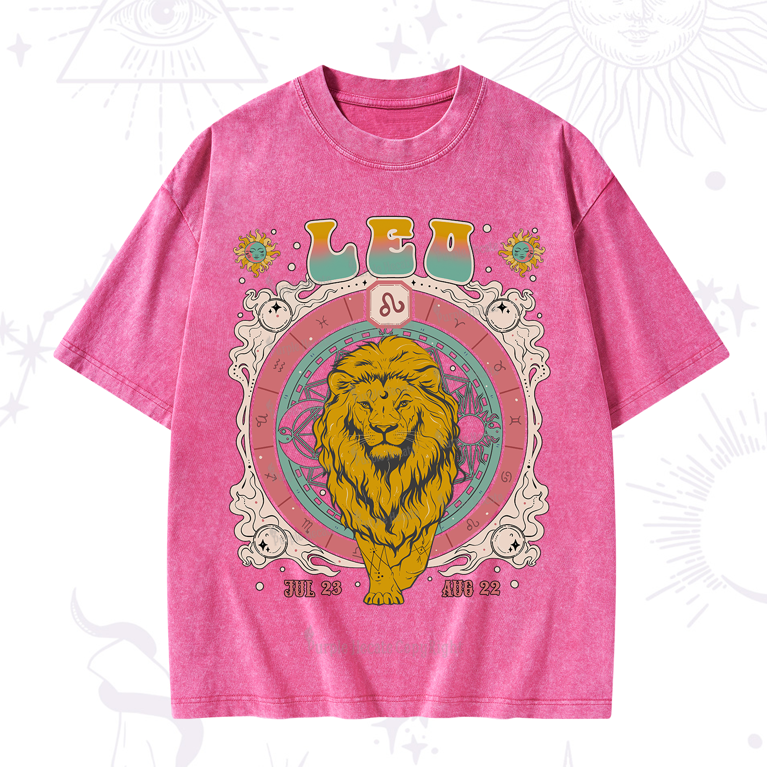 Purplehecate Leo Cosmic Zodiac Washed T-Shirt