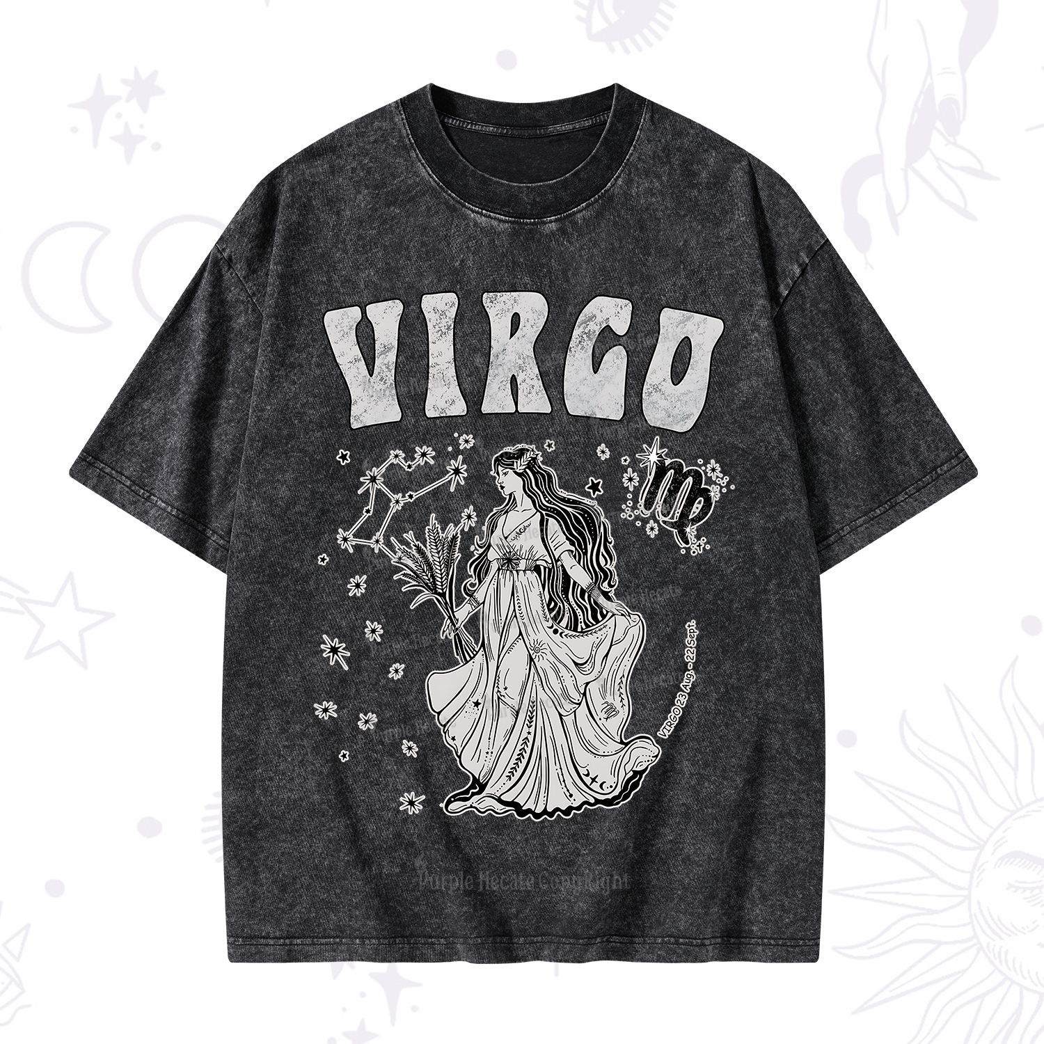 Purplehecate Virgo Starshine Zodiac Washed T-Shirt
