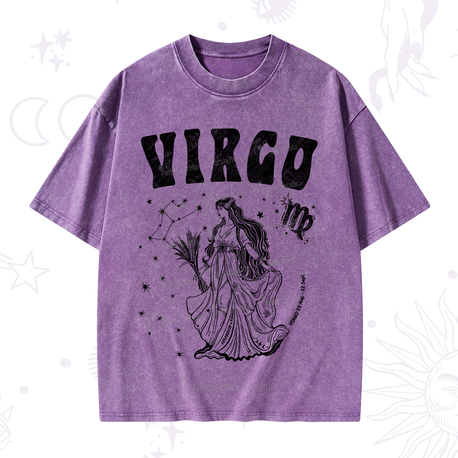 Purplehecate Virgo Starshine Zodiac Washed T-Shirt