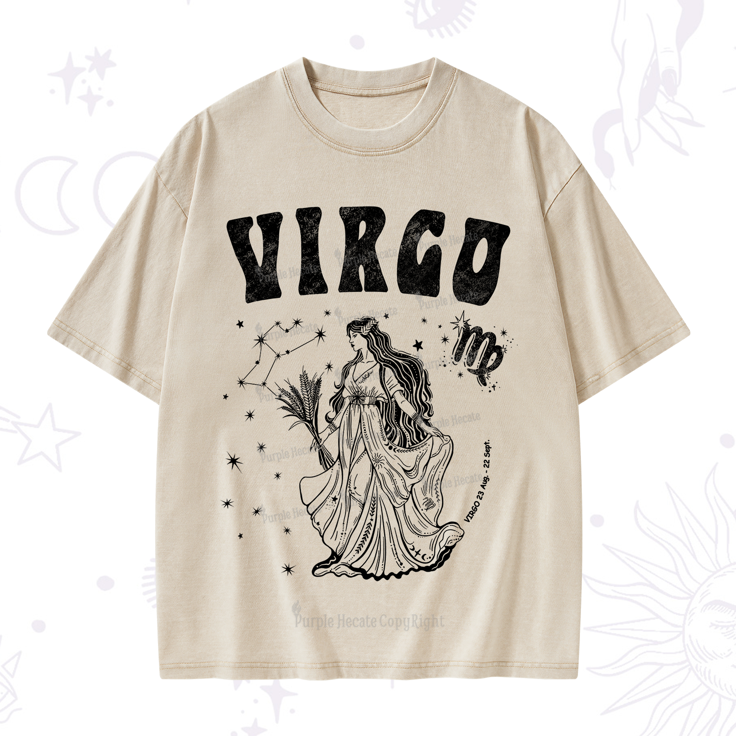 Purplehecate Virgo Starshine Zodiac Washed T-Shirt