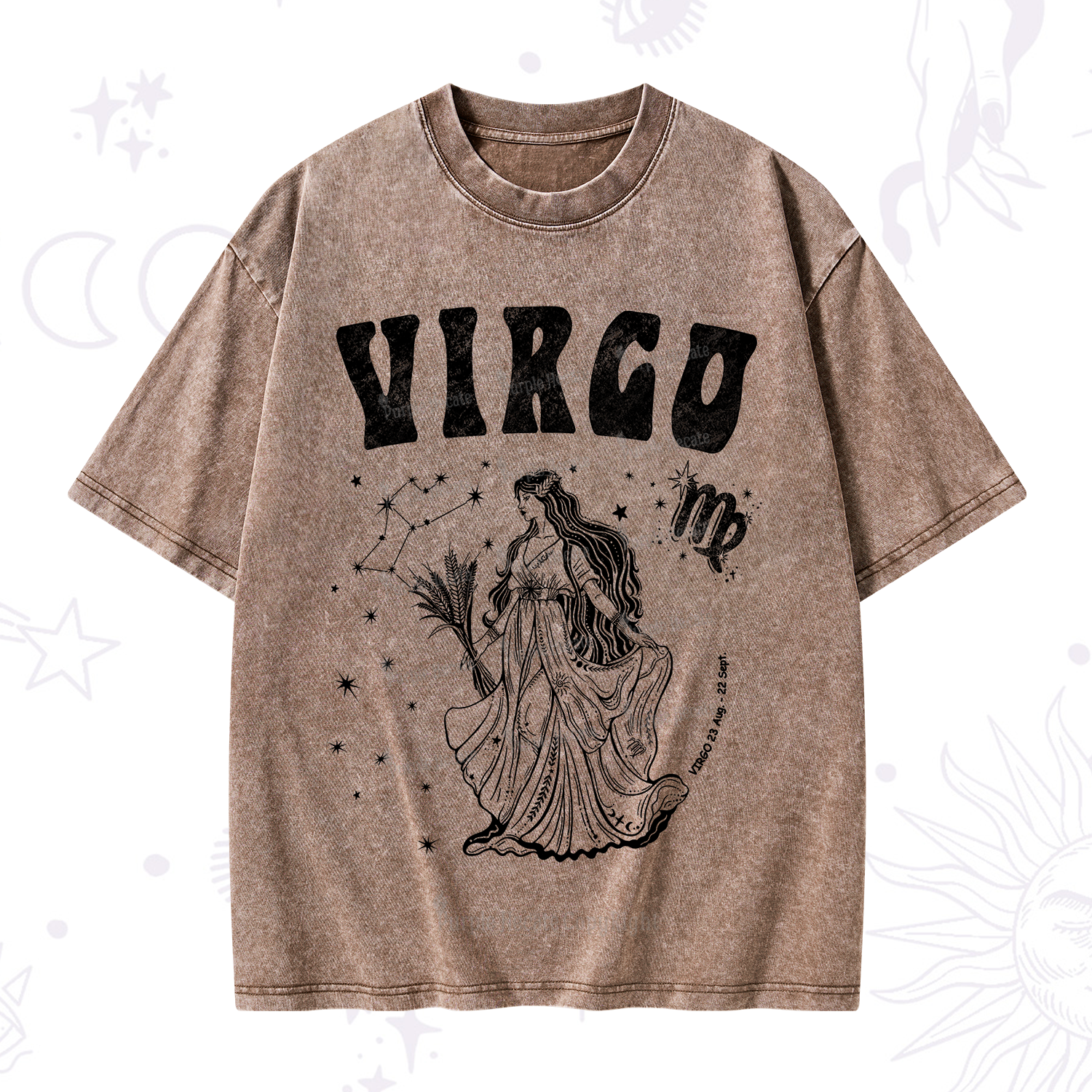 Purplehecate Virgo Starshine Zodiac Washed T-Shirt