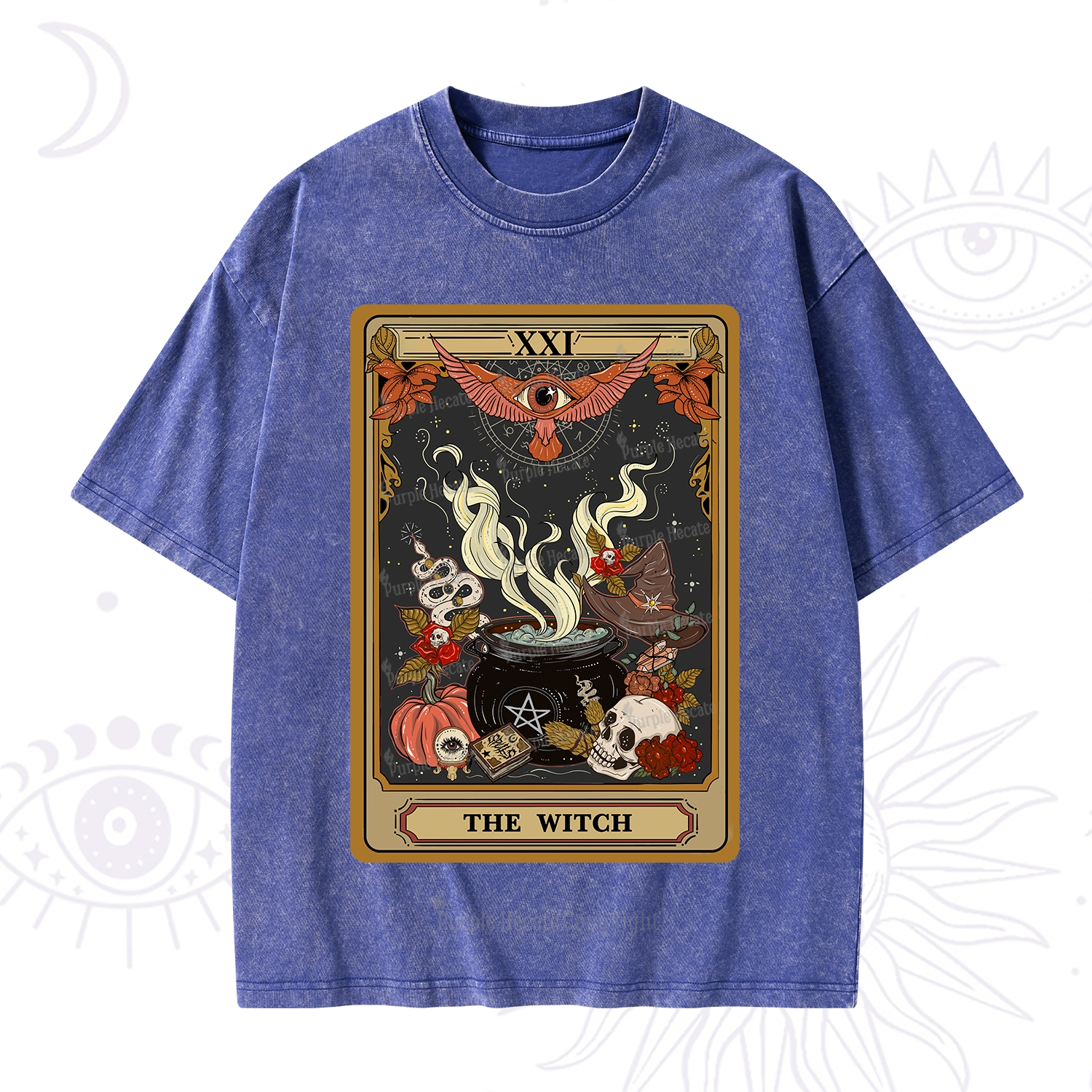 Purplehecate The Witch Magical Tarot Washed T-Shirt