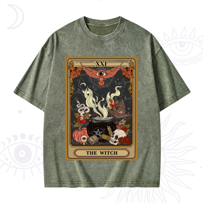 Purplehecate The Witch Magical Tarot Washed T-Shirt