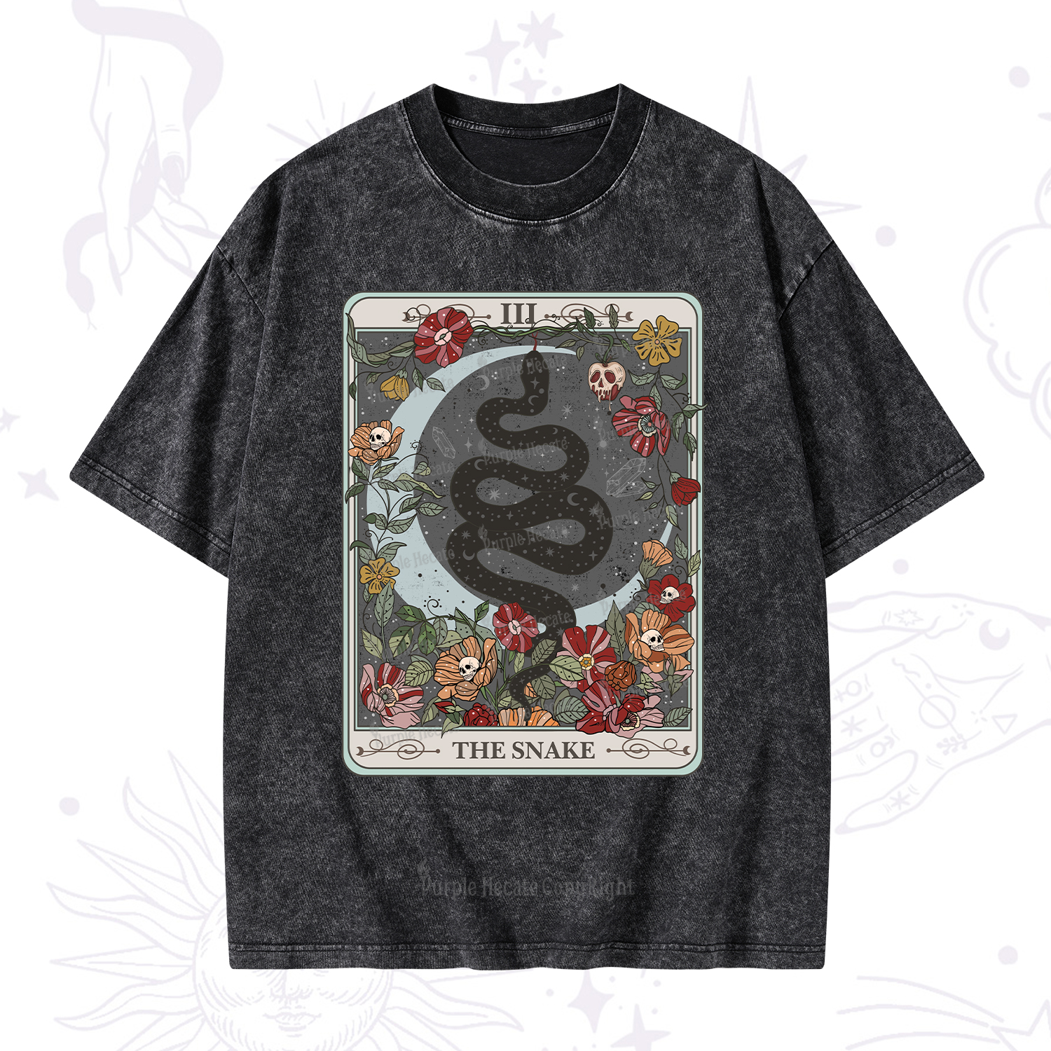 Purplehecate The Snake Tarot Washed T-Shirt
