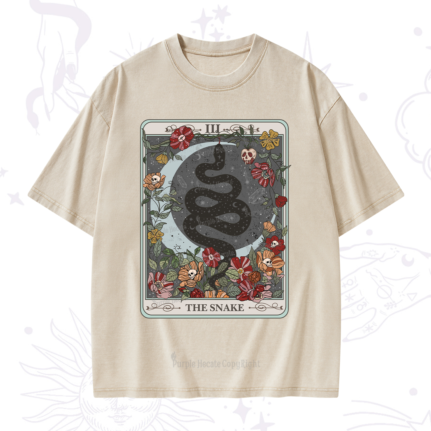 Purplehecate The Snake Tarot Washed T-Shirt