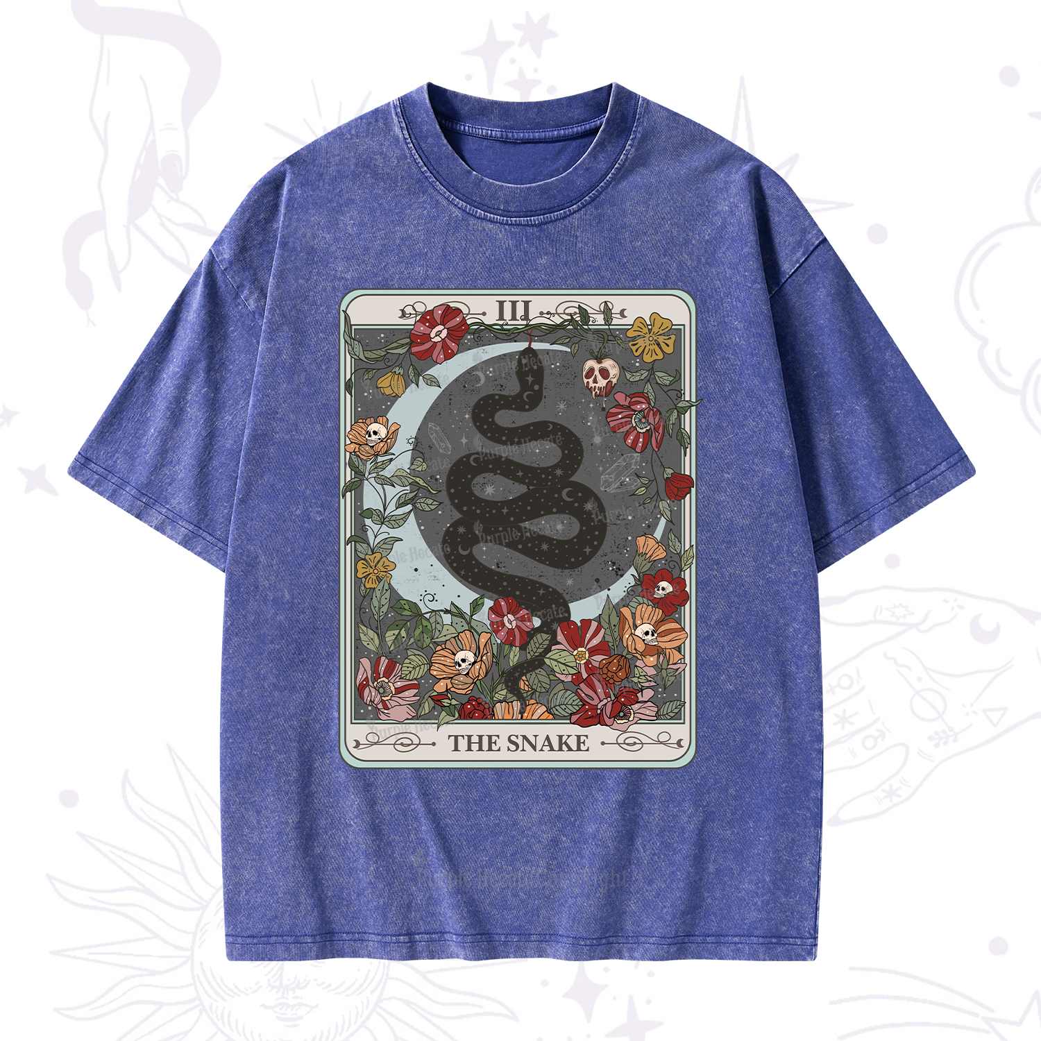 Purplehecate The Snake Tarot Washed T-Shirt