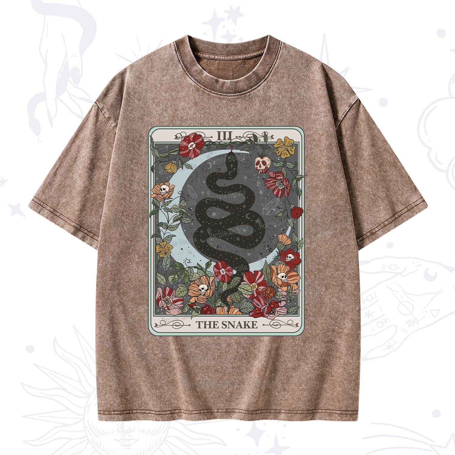 Purplehecate The Snake Tarot Washed T-Shirt
