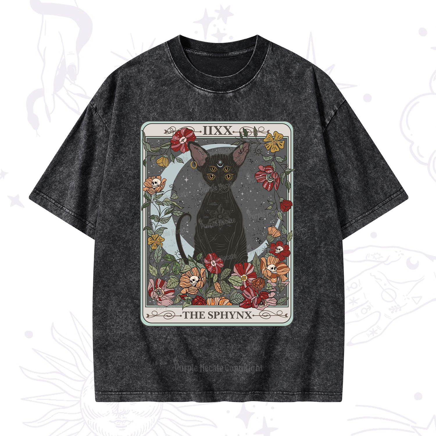 Purplehecate The Sphynx Tarot Washed T-Shirt