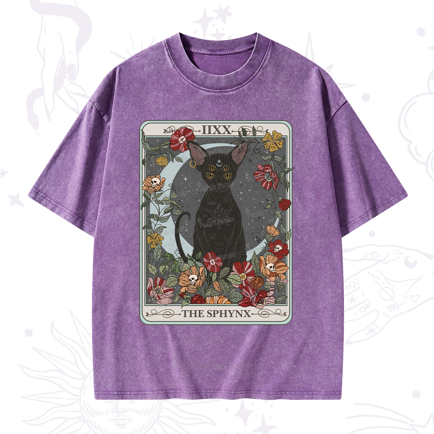 Purplehecate The Sphynx Tarot Washed T-Shirt