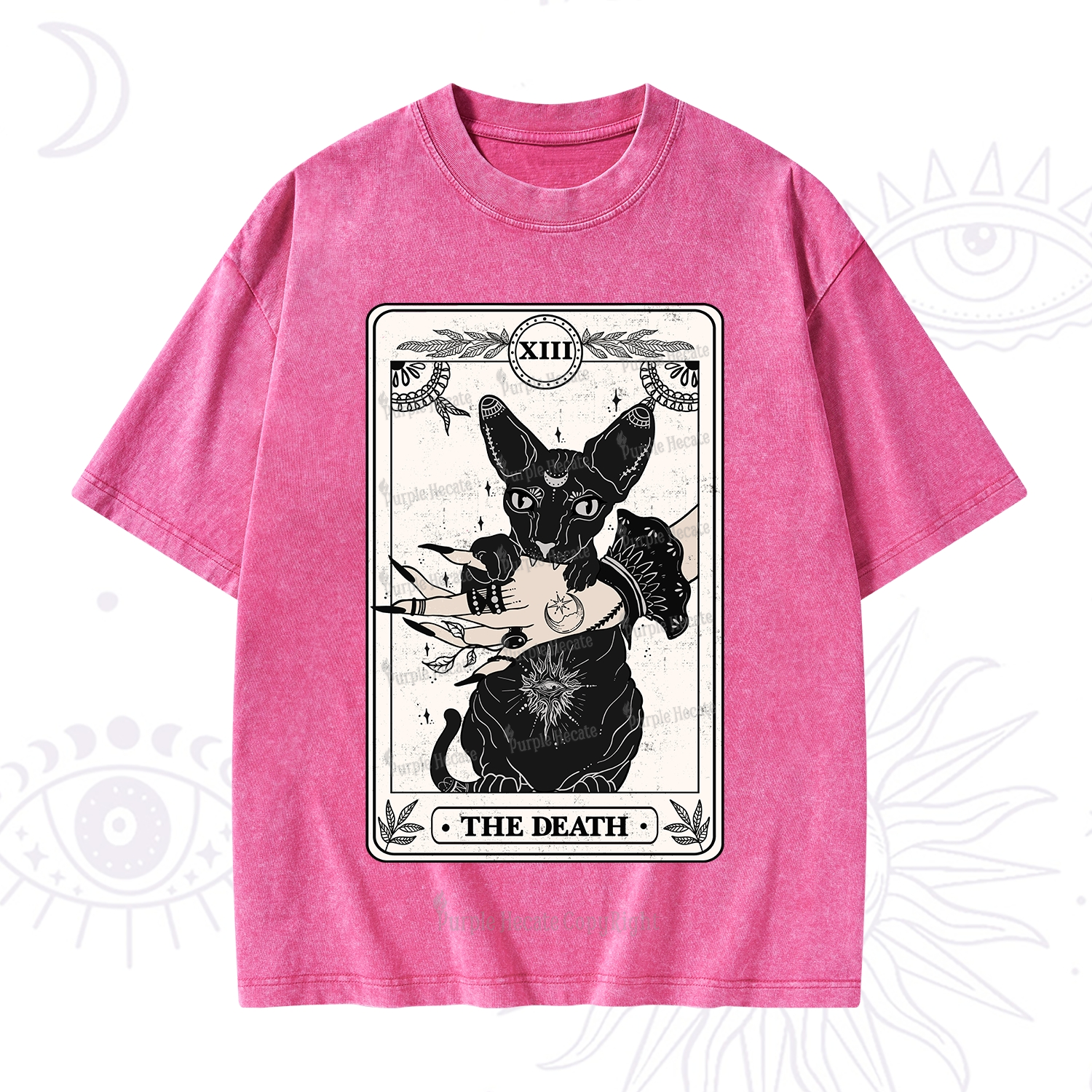 Purplehecate The Death Cat Tarot Washed T-Shirt