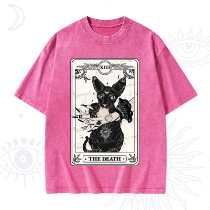 Purplehecate The Death Cat Tarot Washed T-Shirt