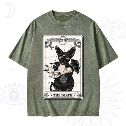Purplehecate The Death Cat Tarot Washed T-Shirt
