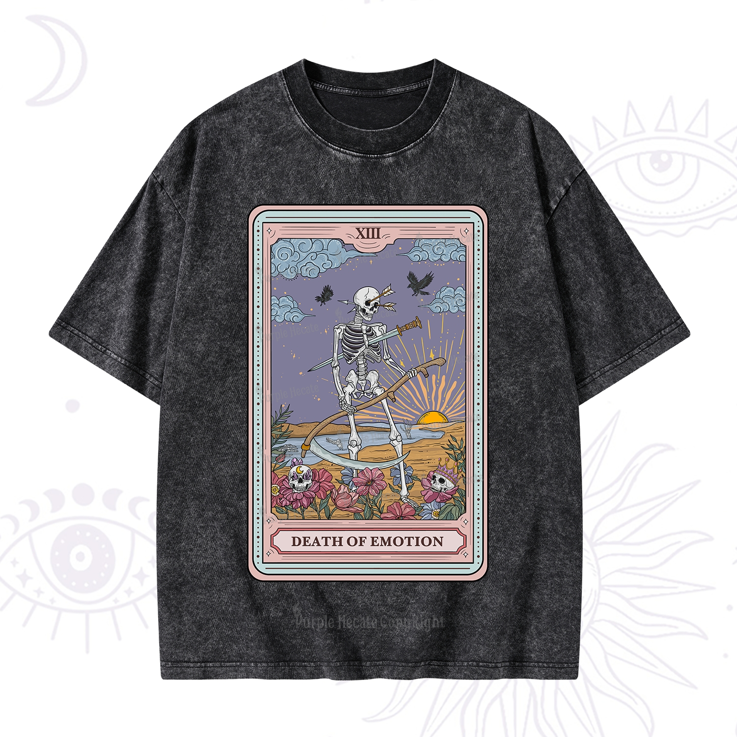 Purplehecate The Death Of Emotion Tarot Washed T-Shirt