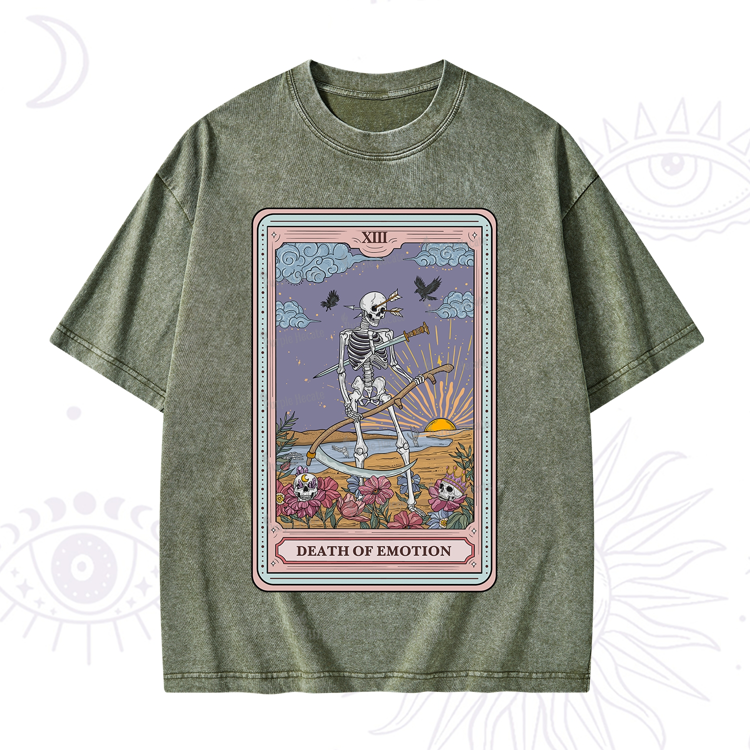 Purplehecate The Death Of Emotion Tarot Washed T-Shirt