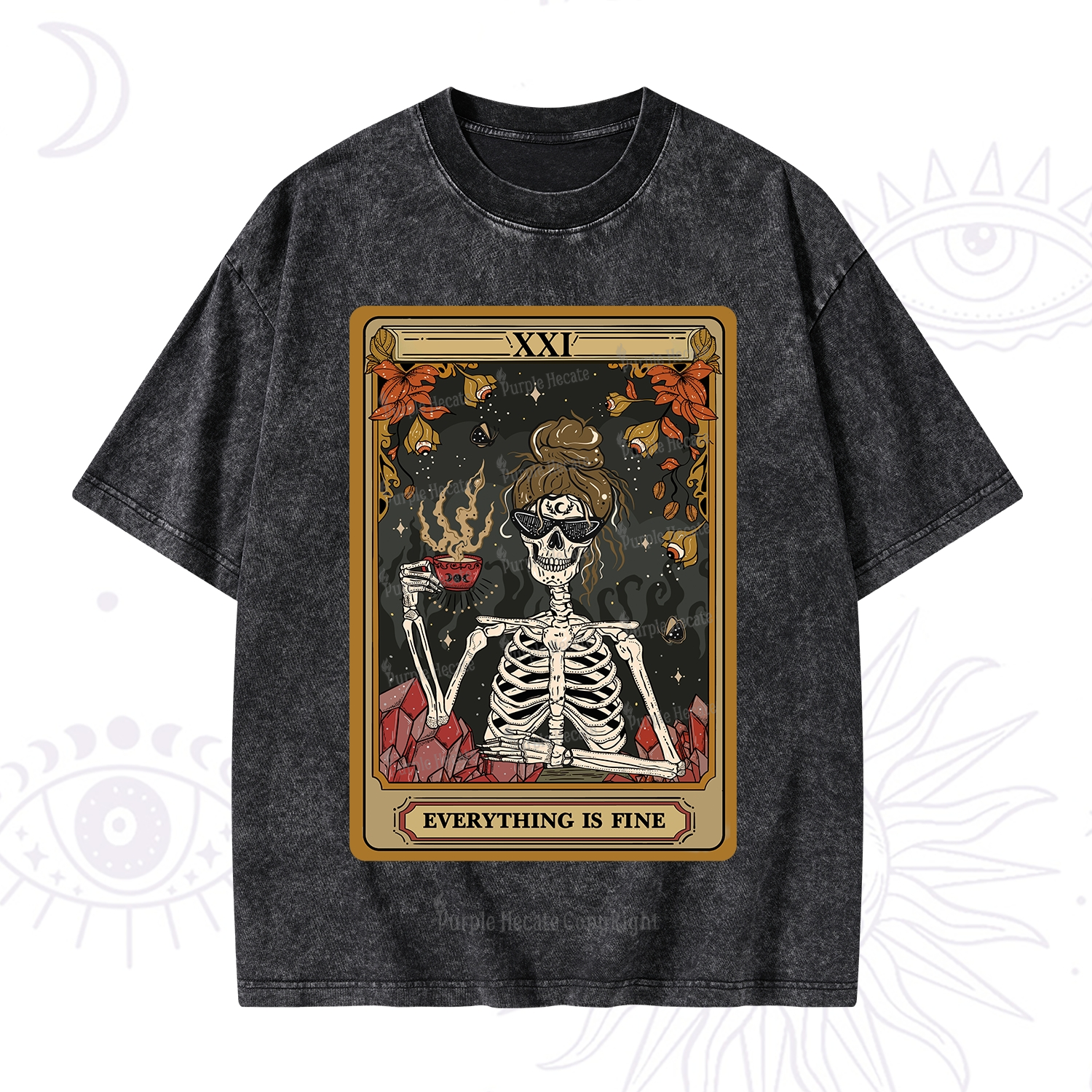 Purplehecate The Everything Fine Tarot Washed T-Shirt