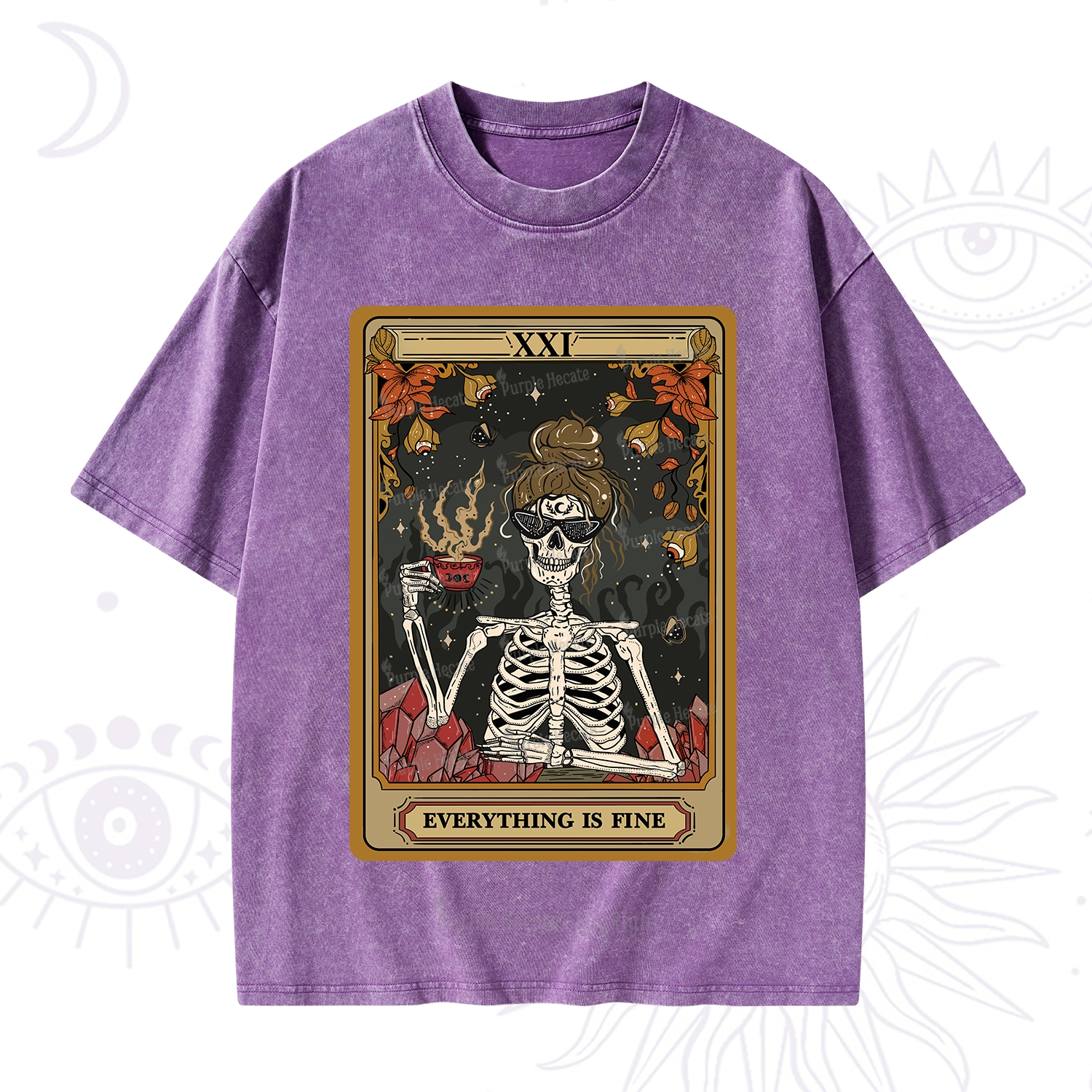 Purplehecate The Everything Fine Tarot Washed T-Shirt