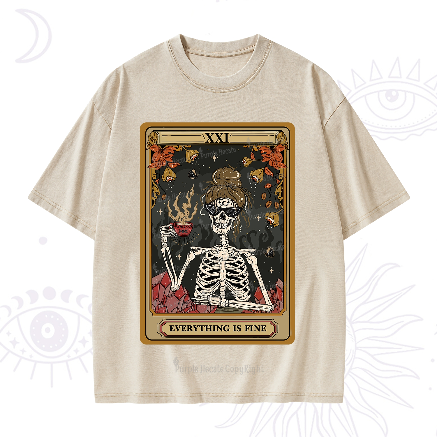 Purplehecate The Everything Fine Tarot Washed T-Shirt