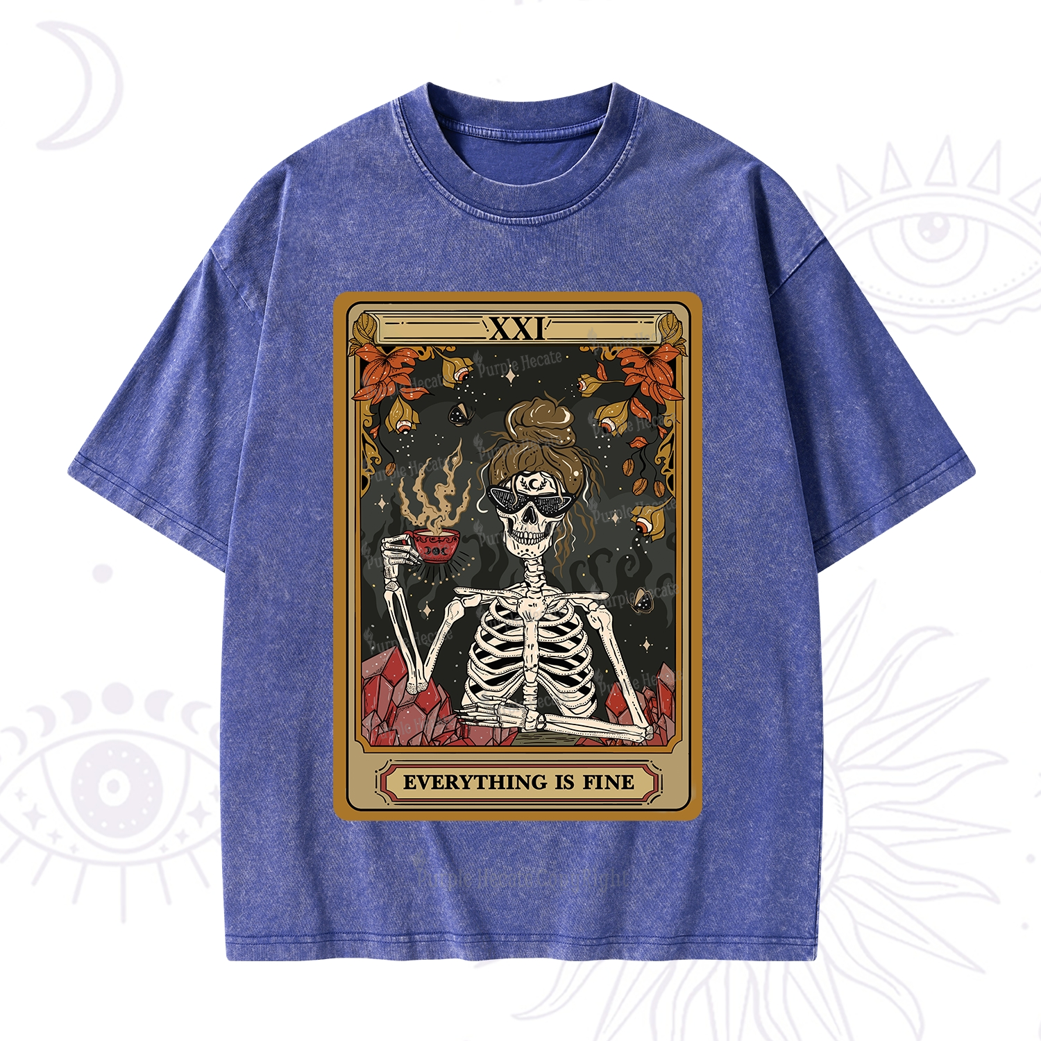 Purplehecate The Everything Fine Tarot Washed T-Shirt