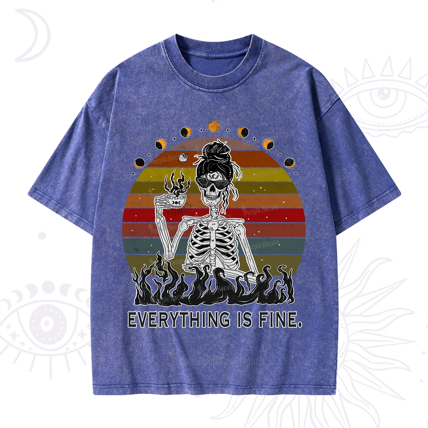 Purplehecate Everything Is Fine Skeleton Washed T-Shirt