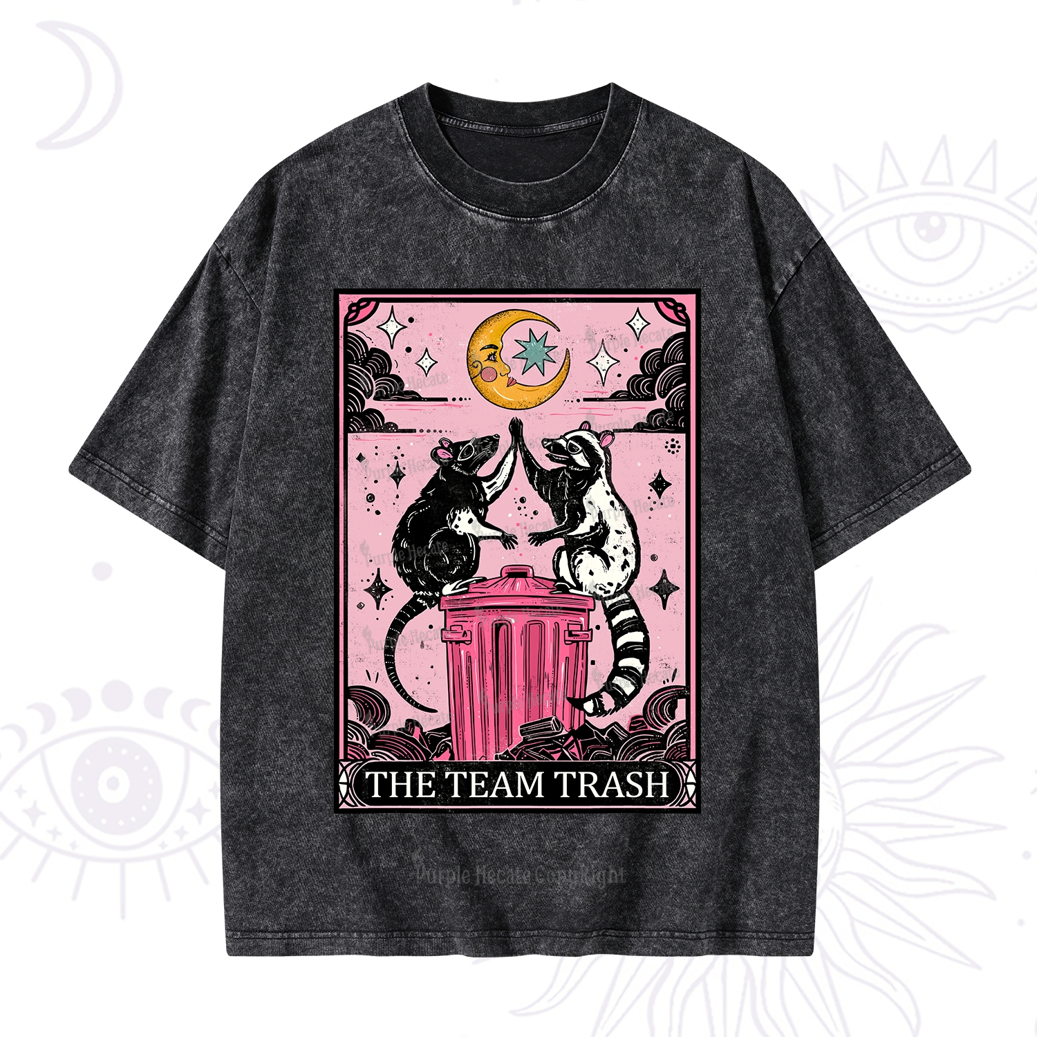 Purplehecate The Team Trash Opossum tarot Washed T-Shirt