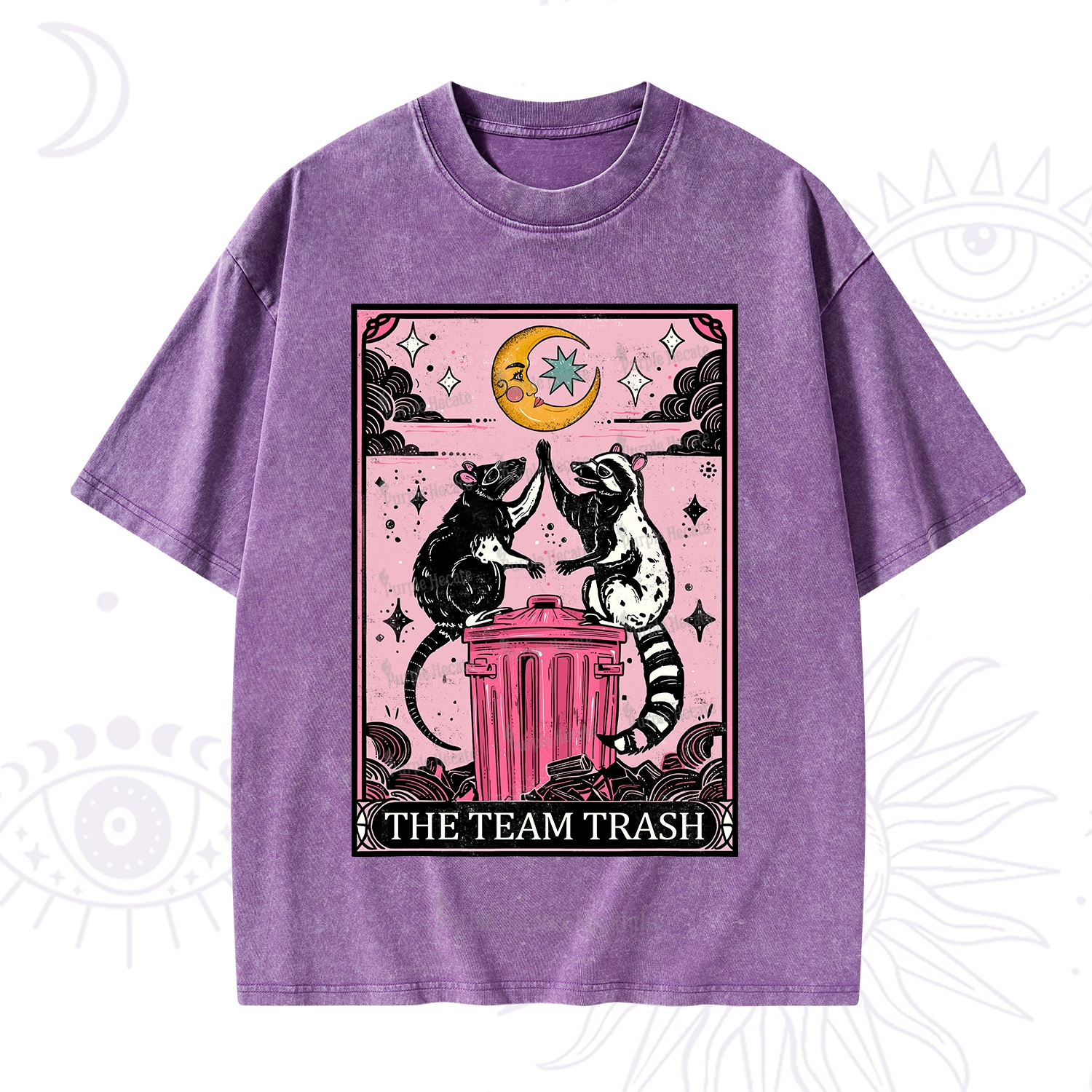 Purplehecate The Team Trash Opossum tarot Washed T-Shirt