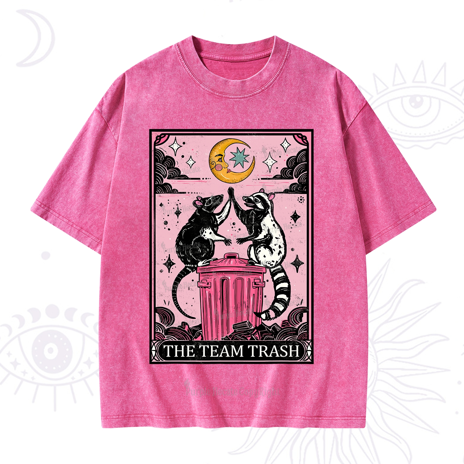 Purplehecate The Team Trash Opossum tarot Washed T-Shirt