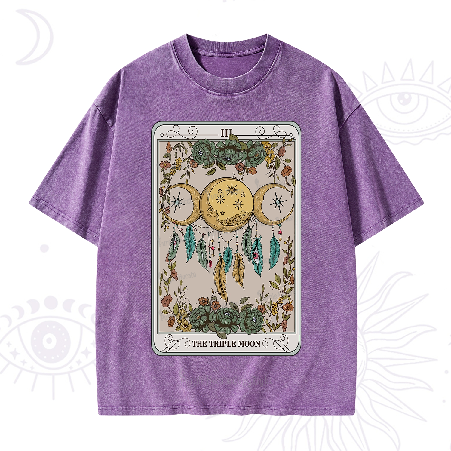 Purplehecate The Triple Moon Tarot Card Washed T-Shirt