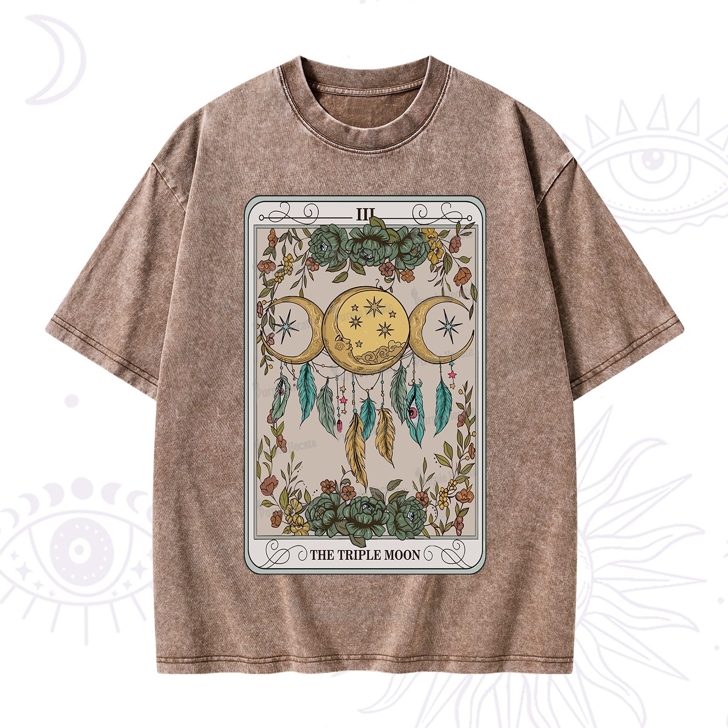 Purplehecate The Triple Moon Tarot Card Washed T-Shirt