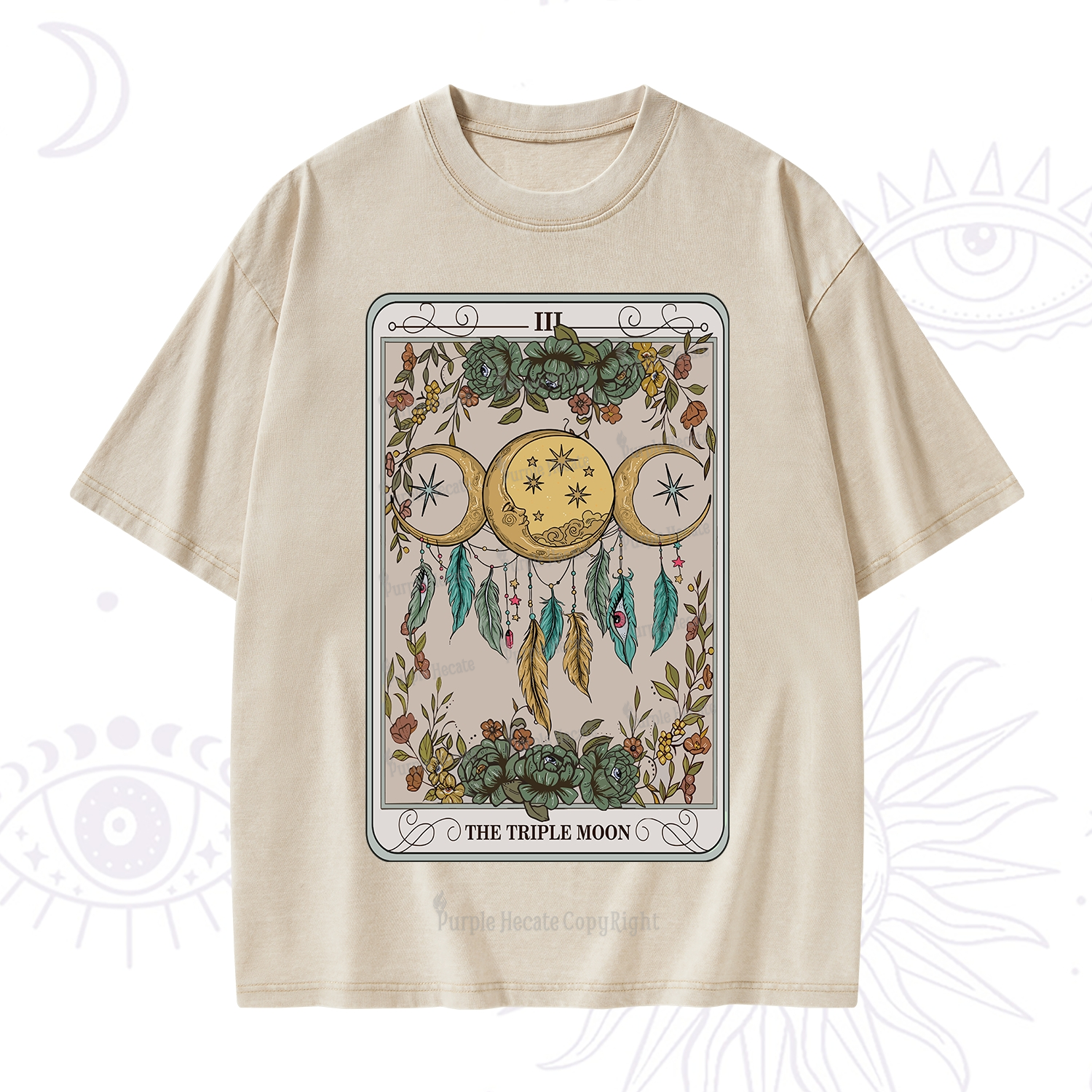 Purplehecate The Triple Moon Tarot Card Washed T-Shirt