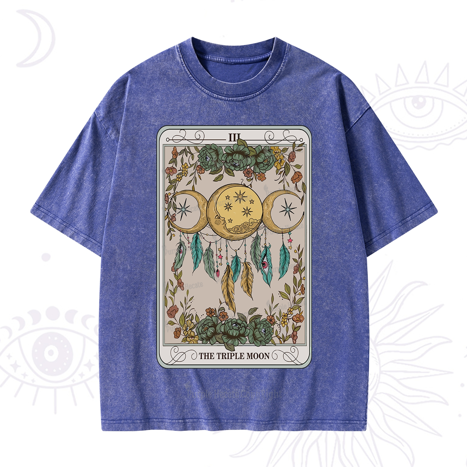 Purplehecate The Triple Moon Tarot Card Washed T-Shirt
