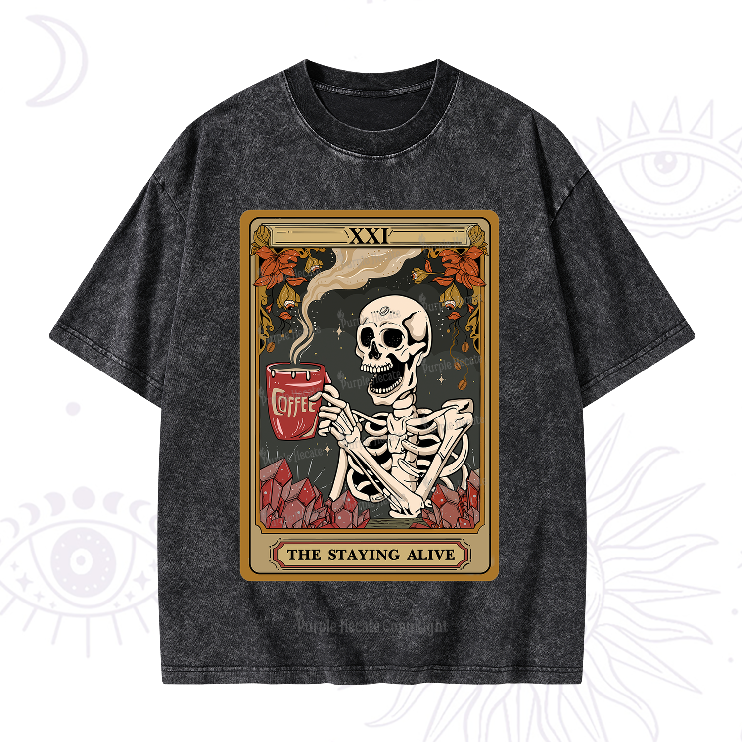 Purplehecate The Stating Alive Tarot Card Washed T-Shirt